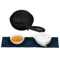 博为 旅行茶具套装快客杯一壶一杯户外车载便携包式 简约白瓷家用功夫茶具 坐上禅修快客杯