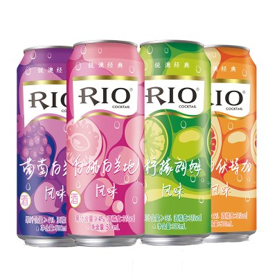 锐澳(RIO)洋酒 鸡尾酒 预调酒3度微醺4口味套装500ml*4罐