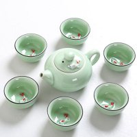 企业定制SCP 青瓷锦鲤鱼茶具七件套 SCP-4264 (一壶六杯)家居功夫茶具活动礼品(套)