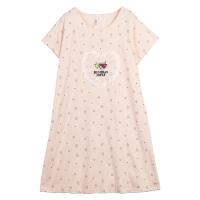 红豆居家(Hodohome)女士家居服女式纯棉圆领短袖睡裙少女心甜美可爱小皇冠连衣短裙