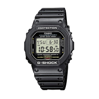 卡西欧(CASIO) G-SHOCK 经典系列男士通用双显手表 200m防水运动电子表男 黑色 DW-5600E-1V