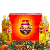 庄子开拓 新疆健康食用油 物理压榨一级 纯红花籽油 礼盒装 1L*4 (单位: 盒)