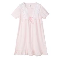 红豆居家(Hodohome)女士睡裙女式短袖可爱睡裙纯棉清新蕾丝公主睡衣短裙家居服