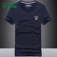木林森(MULINSEN)新款夏天男士短袖T恤V领纯色棉质体恤打底衫男夏装半袖潮