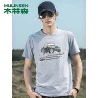 木林森(MULINSEN)夏季新款男士T恤圆领薄款印花时尚宽松简约短袖体恤衫男