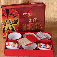 企业定制SCP 脸谱碗筷套装 SCP-4294 6碗筷陶瓷开门红餐具套装保险随手礼活动礼品(套)