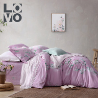 LOVO家纺罗莱生活出品全棉四件套纯棉田园风床品床单四件套床上四件套纯棉冬天
