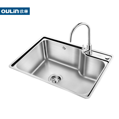 欧琳水槽单槽套餐 不锈钢水槽 OLWG62452 洗菜盆套餐单槽加深(带龙头、下水及沥水篮)