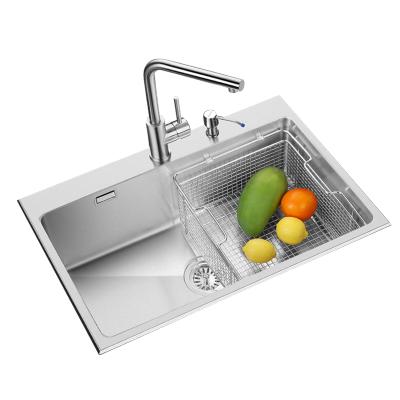欧琳(OULIN) 水槽单槽6845/75450 仿手工不锈钢洗菜盆 厨房水池套装 单槽套餐(带龙头、下水)
