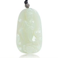 帛兰梓韵 天然和田玉白玉观音吊坠男款玉石白玉观音挂件大号玉佩项链