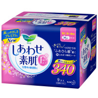 花王乐而雅(Laurier)超长夜用进口卫生巾 F透气棉柔纤巧护翼型34cm9片 花王出品 日本进口