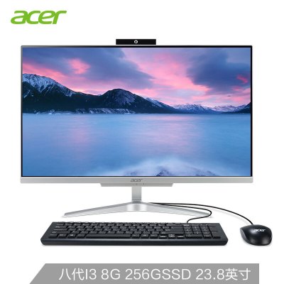 宏碁(Acer)蜂鸟C24 超轻薄一体机台式电脑 23.8英寸(i5-8250U 8G 1T+128SSD MX130 2G独显 W10 有线键鼠 白色)