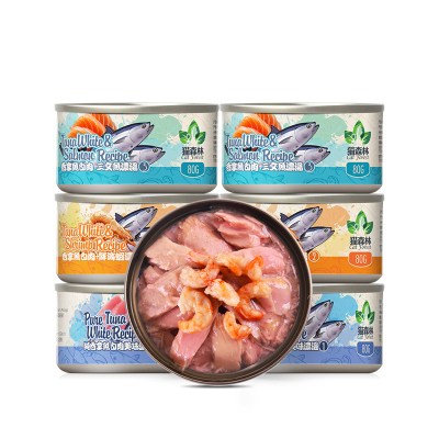猫森林泰国进口罐头果冻型成幼猫深海吞拿鱼白肉罐头80g 混合*6罐