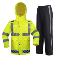 防护反光雨衣荧光黄安全警示执勤雨衣 分体交警防雨服