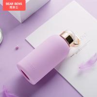 熊本士玻璃杯女水杯个性创意潮流家用便携透明高档可爱大容量杯子[缪斯紫520ml]