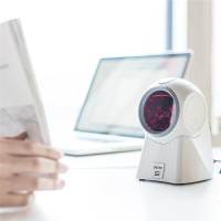 得力14884条码扫描器(白色)无线扫码枪 有线二维码扫描仪 条形码扫描器 平台式