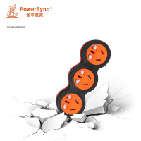 包尔星克MPSBN3EG0200 10A新国标抗摇摆工业级摔不烂插座 竖向三位组合孔 黑配橘 20米 黑色线材