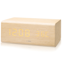 得力8820多功能电子钟(木纹色)156*65*66.5mmDC5V多功能电子闹钟 倒计时模式 时间日期湿度温度闹钟 大