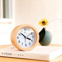 得力8810闹钟(木纹)(1只/彩盒)4寸多功能电子闹钟 倒计时模式 时间日期湿度温度闹钟 大屏显示闹钟 背光闹钟