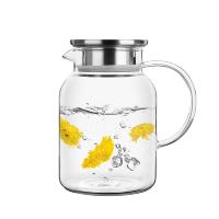 天喜(TIANXI)玻璃杯 大容量凉水壶家用耐热加大加厚果汁杯冷水玻璃水晶杯泡茶壶 不锈钢盖1300ml