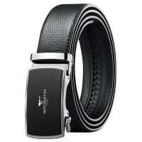 七匹狼皮带男士真皮自动扣头层牛皮中青年版商务休闲裤腰带7A713044000-17黑色时尚