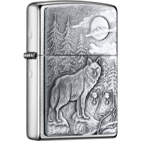 之宝(Zippo)防风打火机木狼行镀铬20855煤油防风火机