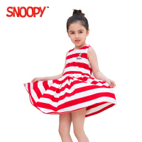 SNOOPY史努比童装夏季2019新款女童连衣裙夏季韩版洋气纯棉中大童女孩短袖裙子薄款[货号:192009238]