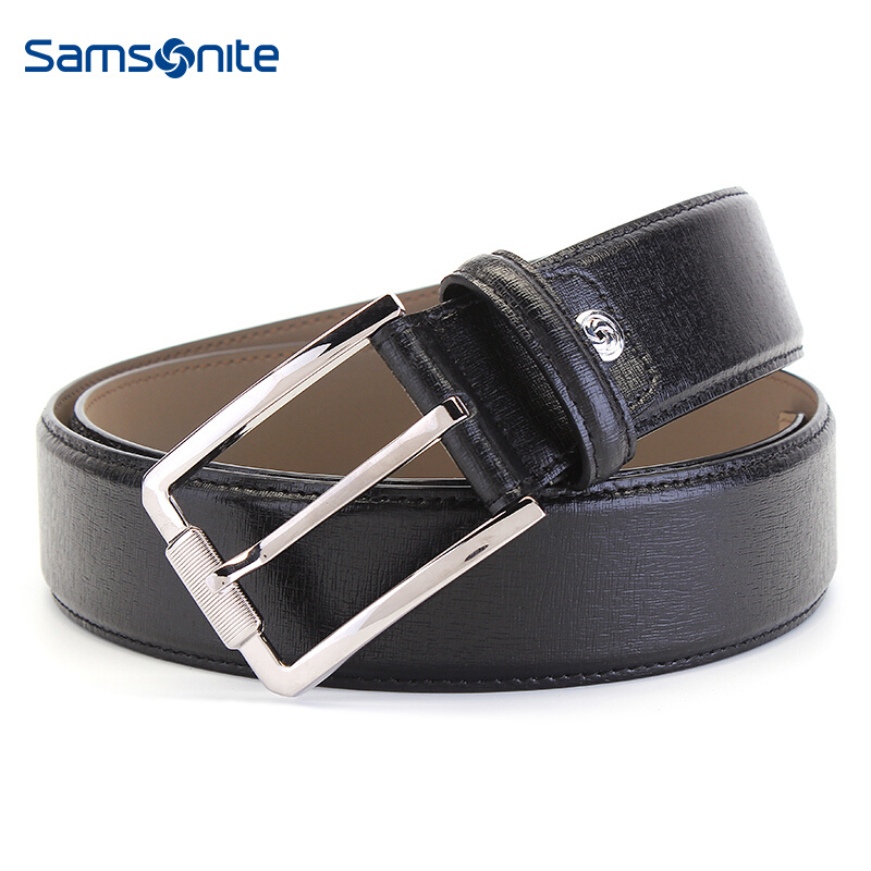 Samsonite/新秀丽男士皮带自动扣牛皮材质腰带 皮具套装男 商务休闲裤腰带TK2 黑色