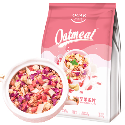 欧扎克(OCAK)玫瑰草莓水果坚果麦片400g即食营养谷物早餐燕麦片