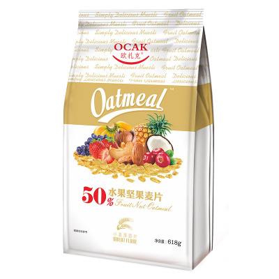欧扎克(OCAK)五谷小麦香薄脆片含50%水果坚果冲饮即食早餐营养麦片618g