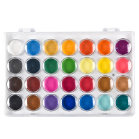 正彩(ZNCI)28色固体水彩粉饼颜料套装 手绘水彩画粉饼儿童颜料带画笔 6202