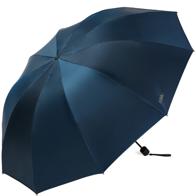 天堂伞 33535E加大加固平光缎黑胶三折晴雨伞