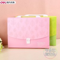 得力deli5880风琴包A4/12格多层商务彩色手提风琴夹 文件资料公文包330*240mm 颜色随机