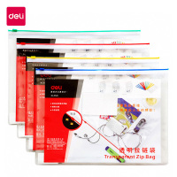 得力deli5524文件袋A4/A5防水透明资料袋拉链袋公文袋拉链袋PVC材质12个