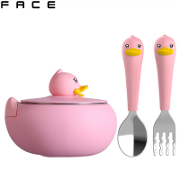 Face注水保温碗 BD-W1 550ml 3.5-5英寸 儿童餐具 宝宝吸盘碗 不锈钢婴儿碗勺套装辅食碗