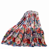 梦洁家纺毯子午睡盖毯空调毯办公室沙发休闲毯法兰绒毯纤维花朵180*200CM休闲毯子
