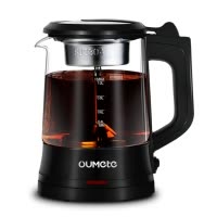 欧美特(OUMETE)M-DS10A煮茶器黑茶煮茶壶蒸汽自动电茶壶泡茶花茶养生壶 经典黑901-1000ml高硼硅玻璃