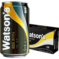 屈臣氏 苏打水罐装苏打汽水无糖鸡尾酒调料 苏打汽水330ml*24/箱 bd