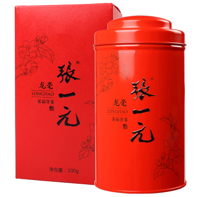 张一元 特级茉莉花茶龙毫100g/罐 绿茶茶叶 中国红罐 大方