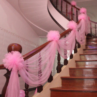 东龙浩宇 梦桥婚房布置结婚用品拉花新房楼梯扶手拱门纱幔花球装饰 浪漫粉色套装