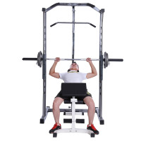 豫龙 框式深蹲架多功能举重床杠铃架家用男士健身卧推杠铃套装 深蹲架+卧推凳+100公斤包胶杠铃