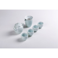 大润窑 影青书籍杯具 7件套