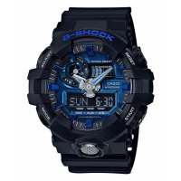 卡西欧(CASIO) G-SHOCK YOUTH日韩品牌男士通用运动时尚日本石英表 黑蓝 GA-710-1A2