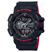 卡西欧(CASIO) 手表G-SHOCK系列YOUTH运动时尚日本石英表男表 黑红 GA-400HR-1A