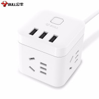 公牛插座 多功能转换插头 魔方USB插座立式插排板家用电源转换器插头 U303U全长1.5米3位USB插孔