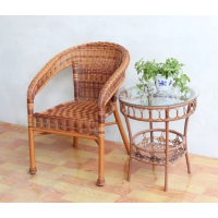 一利 休闲小藤椅子 T 现代简约单人老人靠背椅客厅室内编织家用阳台藤椅/