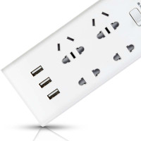 得力18281 阻燃PC材质USB插座 4插位2米长接线板多功能智能电源插座