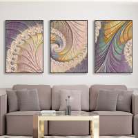 富安娜墙壁画现代简约客厅挂画装饰画客厅沙发背景墙挂画北欧轻奢三幅装流动