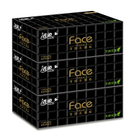 洁柔(C&S) 黑Face系列抽纸 三层136抽/盒 抽取式纸巾 面纸餐巾纸(盒装)3盒装