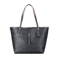 COACH 蔻驰 奢侈品 欧美时尚女士单肩包专柜款藏青色PVC搭扣手提托特包